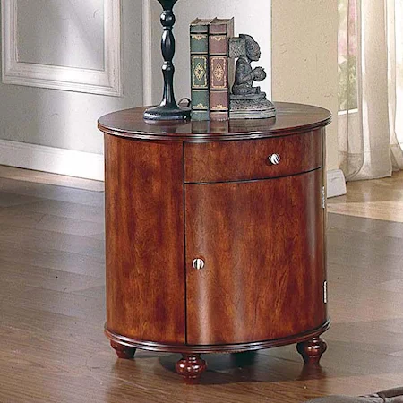 Barrel End Table with Closed Storage